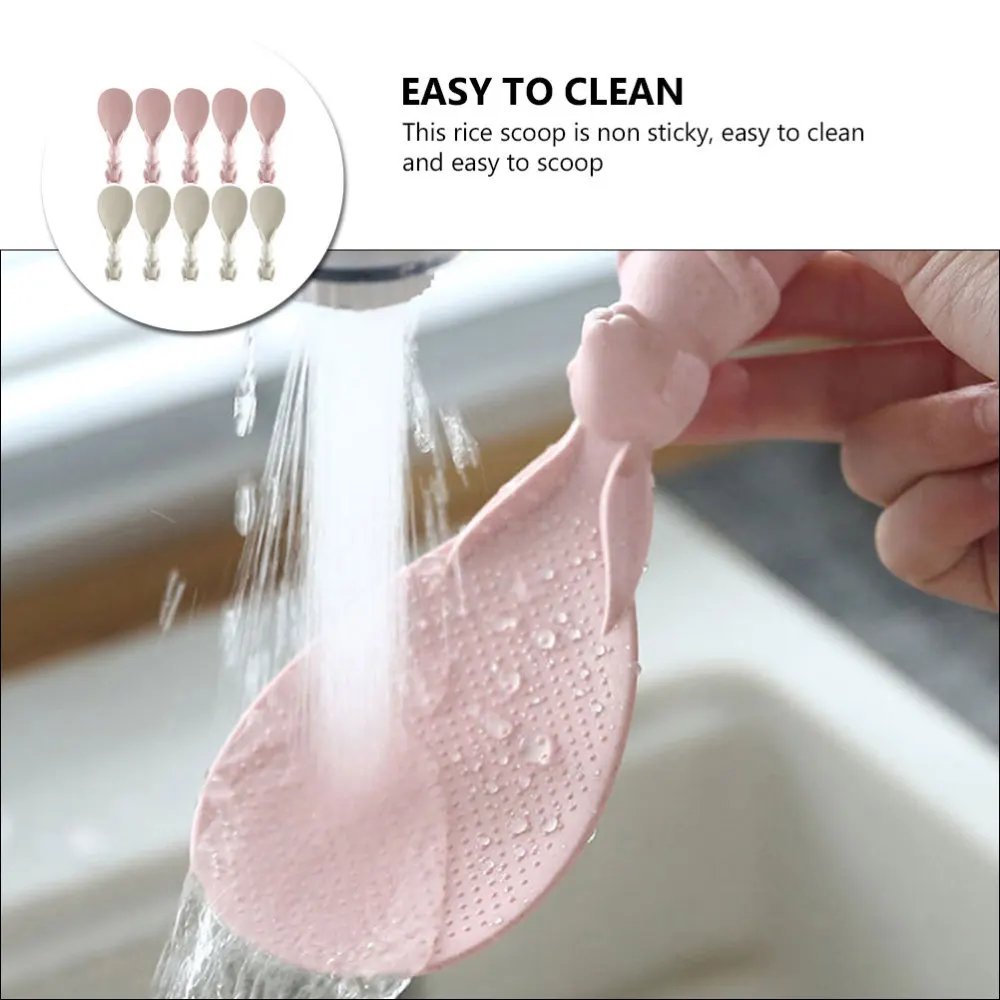 

10Pcs Non-stick Rice Spoons Creative Eco-Friendly Meal Spoons (Assorted Color)