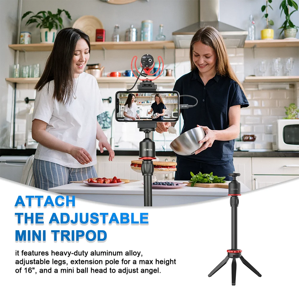 BOYA MOURIV VK-T1 PRO смартфон с мини-штативом удлинительной трубкой микрофоном
