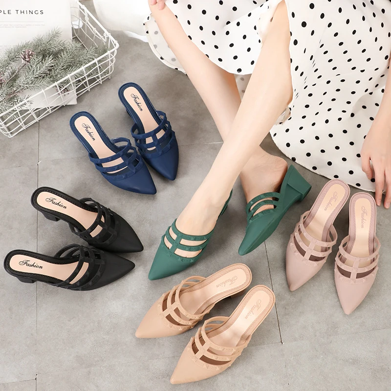 Летние модные сандалии Женские босоножки на высоком каблуке с сеткой в горошек