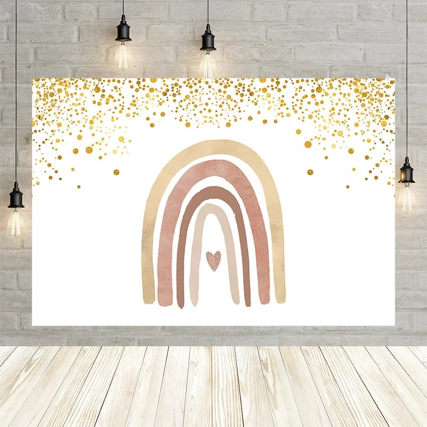 

Mehofond Girl Baby Shower Backdrop Heart Rainbow Happy Birthday Decoration Photography Background Prop Photozone Photo Studio