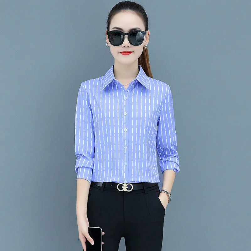 Korean Woman Shirt Long Sleeve Women Button Up Shirt Chiffon Women Blouses Elegant White Office Lady Shirt Loose Mujer De Moda