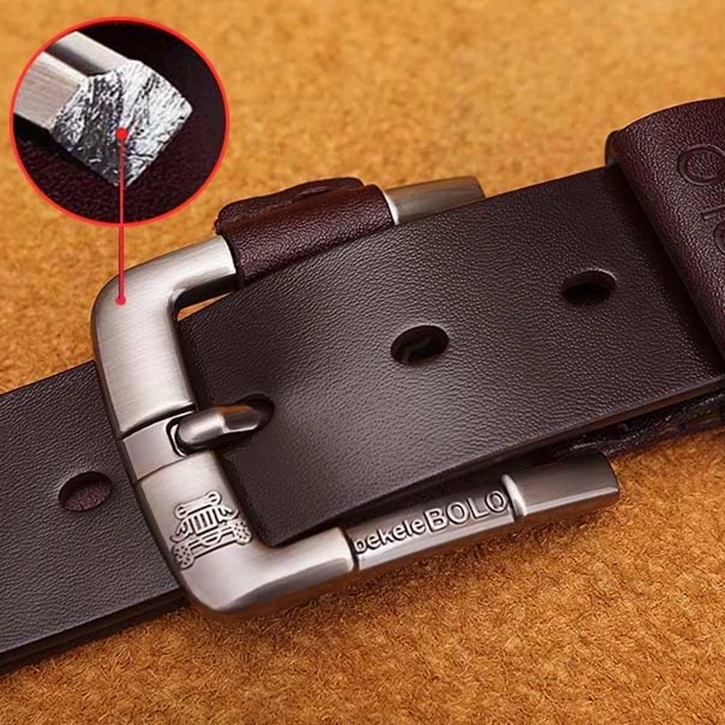 Ремень мужской из натуральной воловьей кожи повседневный винтажный с пряжкой