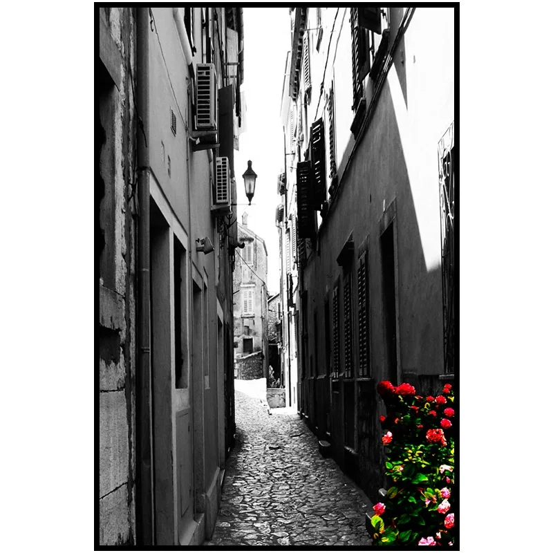 

Nordic Restoring Ancient Ways Style Old Buildings Narrow Path Posters Canvas Pictures For Living Room Home Decorative Unframed