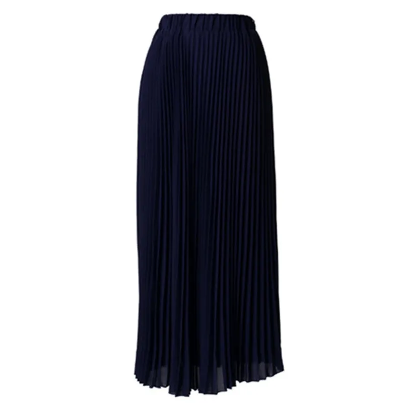 

Womens High-Waisted Pleated Skirts Elastic Waist Black Chiffon Skirt Pleated Long Office Skirt Autumn Skirts For Women 2020