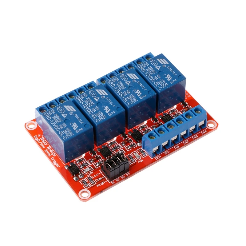 

12V 4 Channel Relay Module with Optocoupler Isolation Supports High Low Trigger W3JB