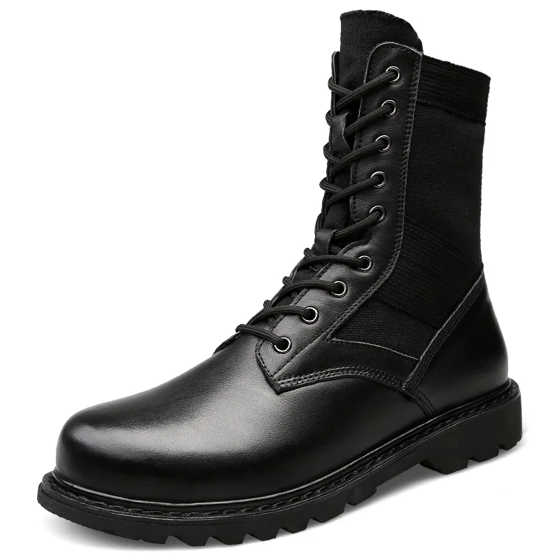 Тактические военные ботинки кожаные мужские рабочие армейский черный армейские