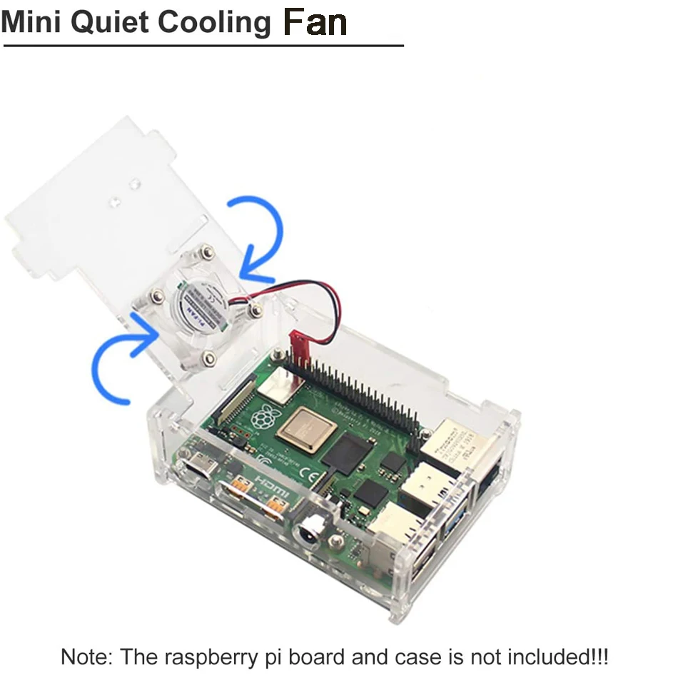 Прозрачный Raspberry Pi вентилятор охлаждения для 4 вентилятора бесщеточный двигатель