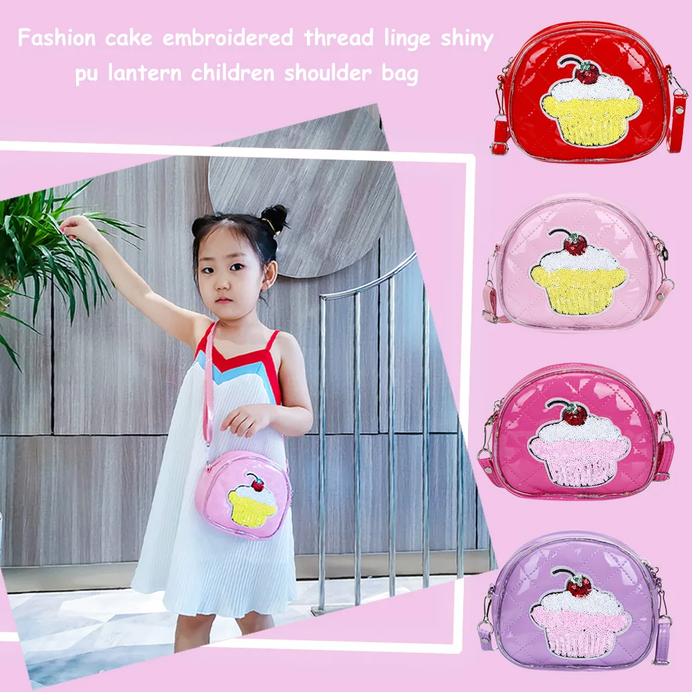 Детская сумка через плечо из искусственной кожи для девочек с вышивкой тортом и