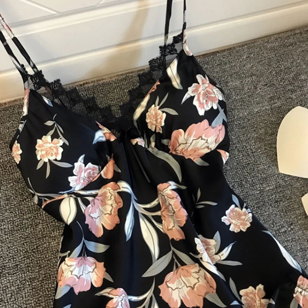 

Women Pajamas Sets Sleepwear 2PCs Satin Lace Sleeveless Sexy Pijama Mujer Summer Pyjamas Lingerie Nightwear Homewear