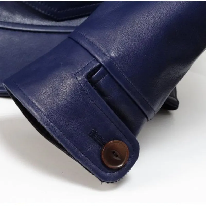 Мужская однобортная куртка из натуральной воловьей кожи в американском стиле