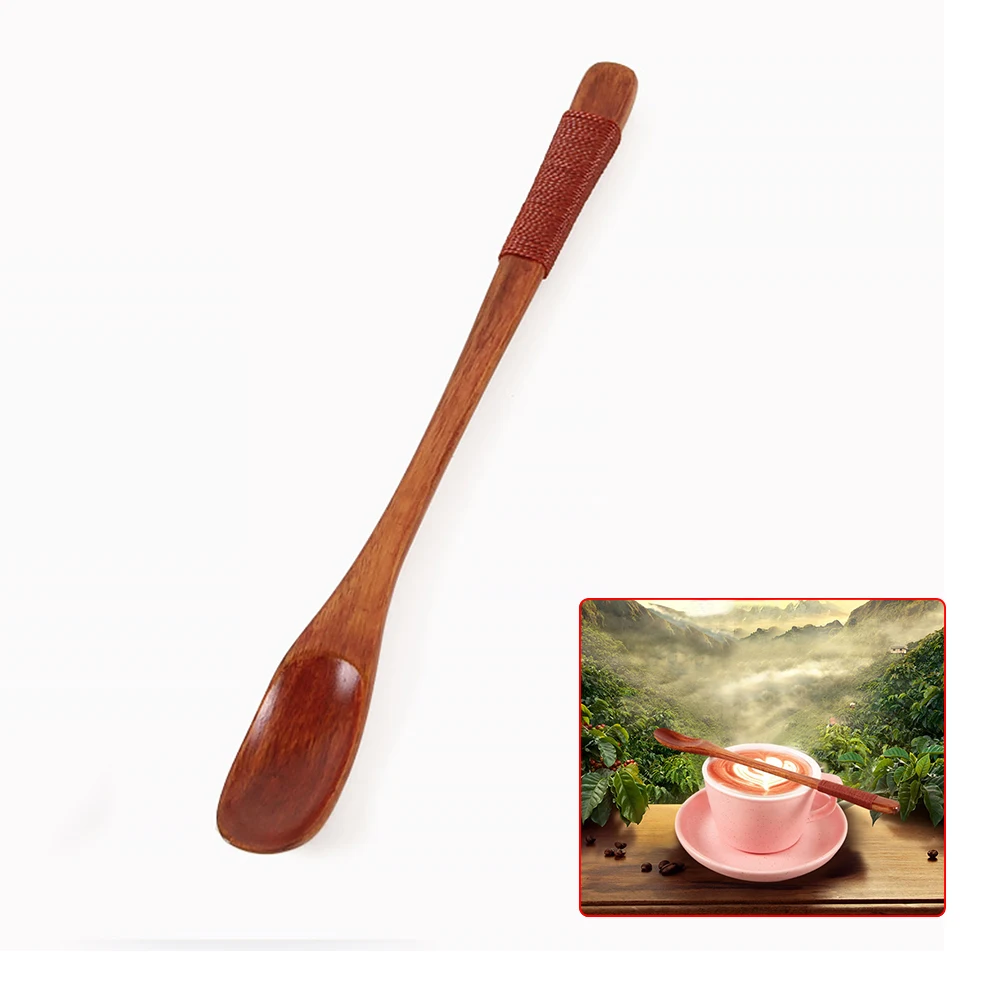 SPRINGWT Длинная Деревянная Ручка медовые ложки для супа десертная ложка