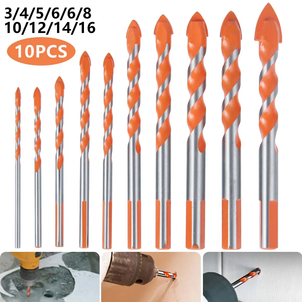 

Набор многофункциональных сверл для керамической настенной плитки, мрамора, стекла, алмазных сверл 3-16 мм, 10 шт., треугольное сверло шт.