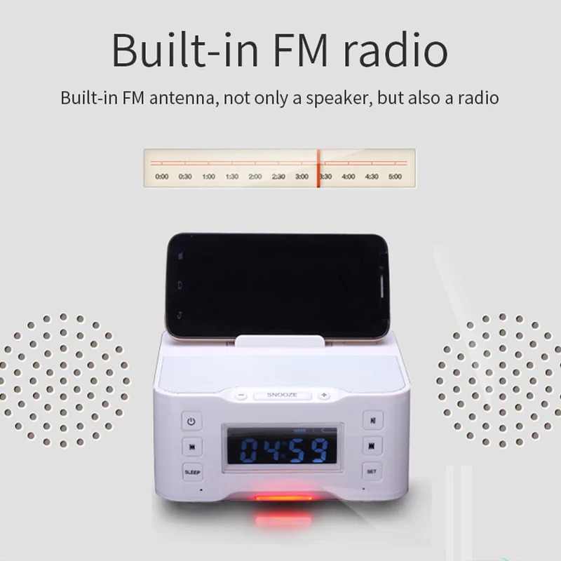 Bluetooth USB зарядная док-станция динамик с расширенным NFC FM радио Будильник для Iphone 6 7 8 X samsung Galaxy S6 S7 Note4