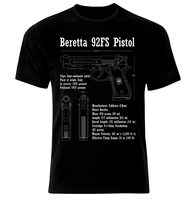 beretta 92fs pistol handgun blueprint patent weapon le pistolet mens summer cotton o neck t shirt