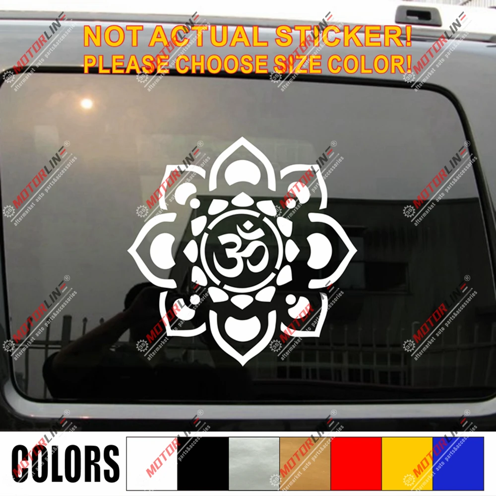 Om Lotus Yoga наклейка Мандала Sticker India Car Vinyl выберите размер и цвет no bkgrd|Наклейки на