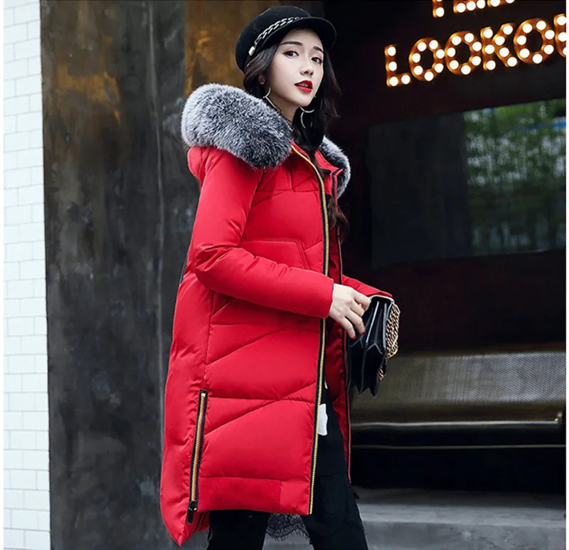 

Quality High Parkas 2020 Wadded Cotton Coat Female Slim Fur Collar Hooded Parka Winter Jacket Women Abrigo Mujer