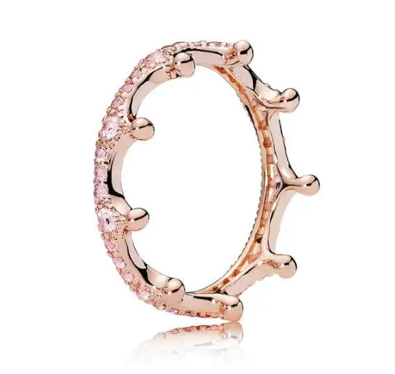 

Кольцо pandora из стерлингового серебра 925 пробы, кольца в виде зачарованной короны из розового золота, украшения для женщин в подарок на свадьб...