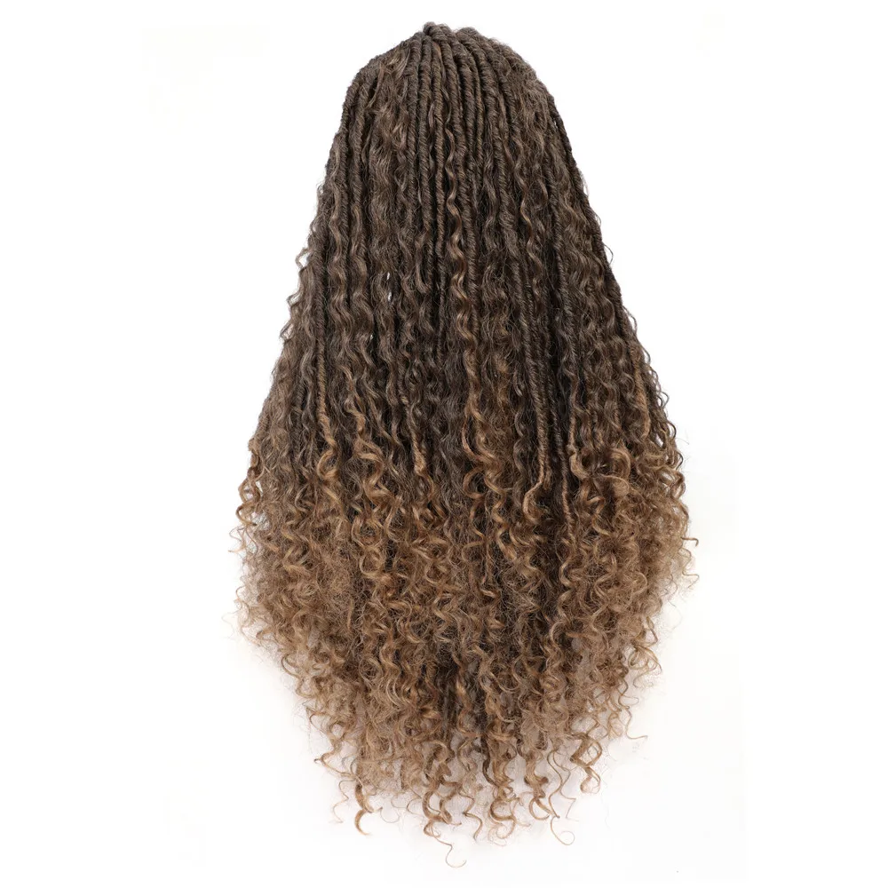 Soku коричневый дреды плетеные парики синтетический парик шнурка с Faux Locs Curly река