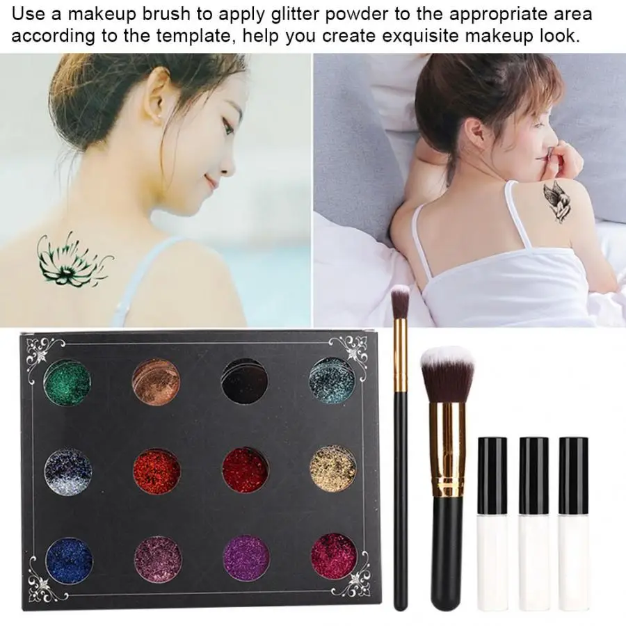 12 цветов краска для тела блеск временная татуировка лицо живопись набор с