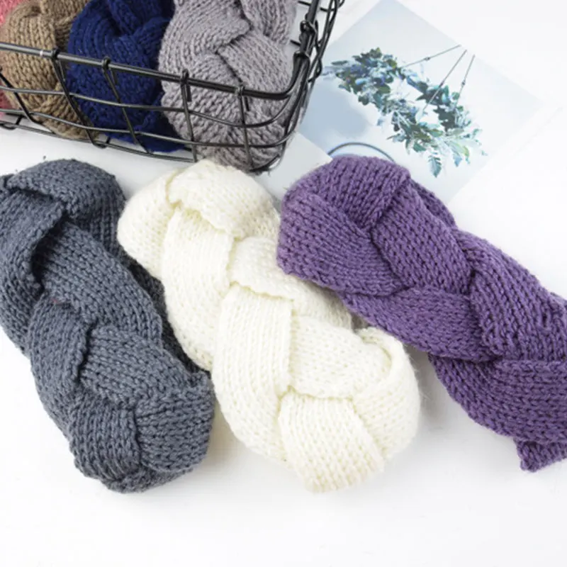 Женские вязаные повязки на голову теплые мягкие широкие держатели головных