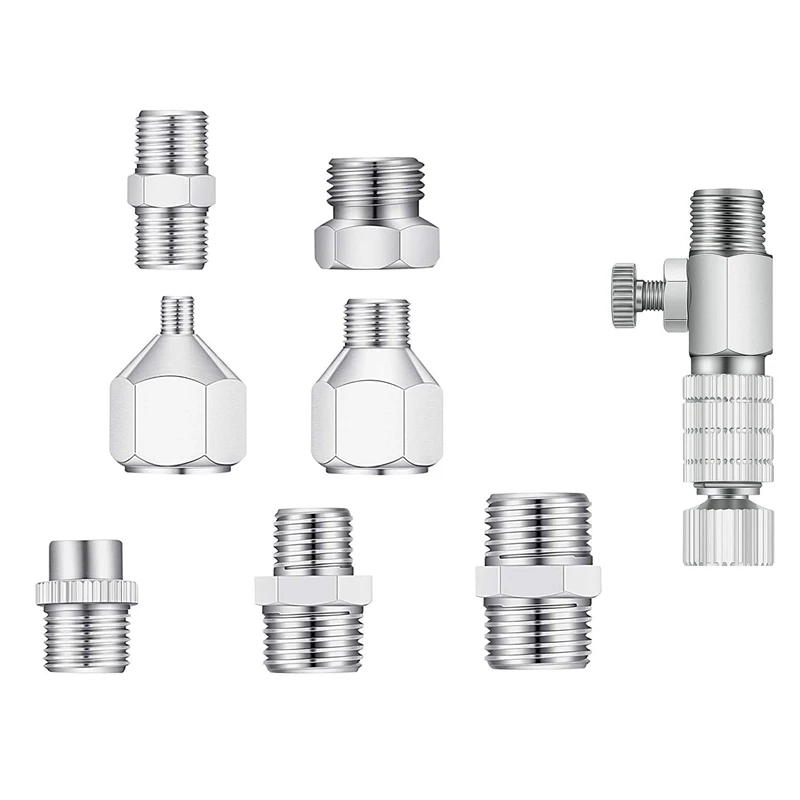 

8Pcs Air-Brush Spray Disconnect Adapter Airbrush Air Quick Connecter Set 1/8inch Fittings Part with Regulating Valve