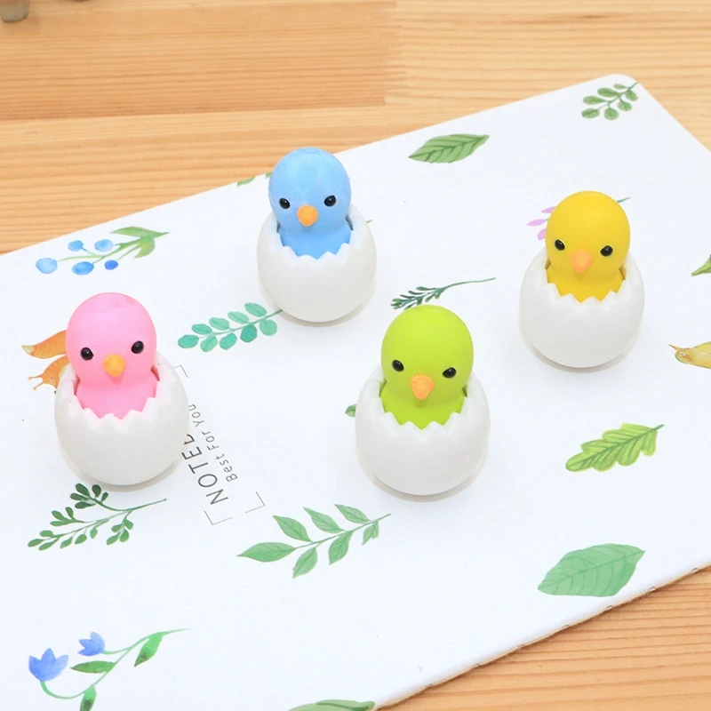 1 шт. Kawaii Мультфильм яичная скорлупа курица карандаш ластик мини животные для