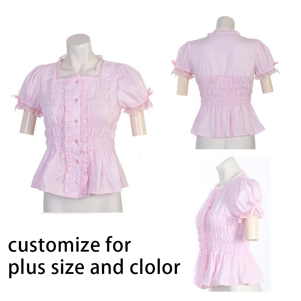 Белая хлопковая рубашка в стиле &quotЛолита&quot с кружевами и новым рисунком