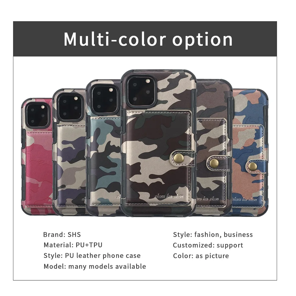 Камуфляжный чехол-кошелек для iPhone 11 Pro Max, чехол-кошелек с несколькими картами, ТПУ+ искусственная кожа, Чехол для карт iPhone 11