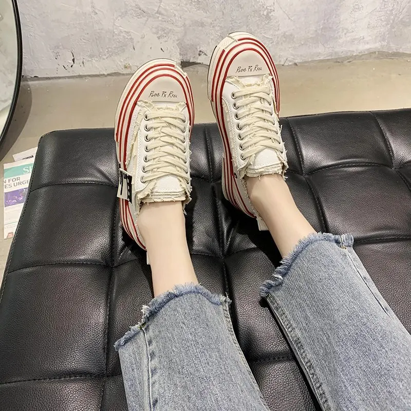 

2021 New Canvas Shoes Women Xia Chaohuo Retro Tortoise Sauce Thick Bottom Casual Fashion All-match Women's Shoes