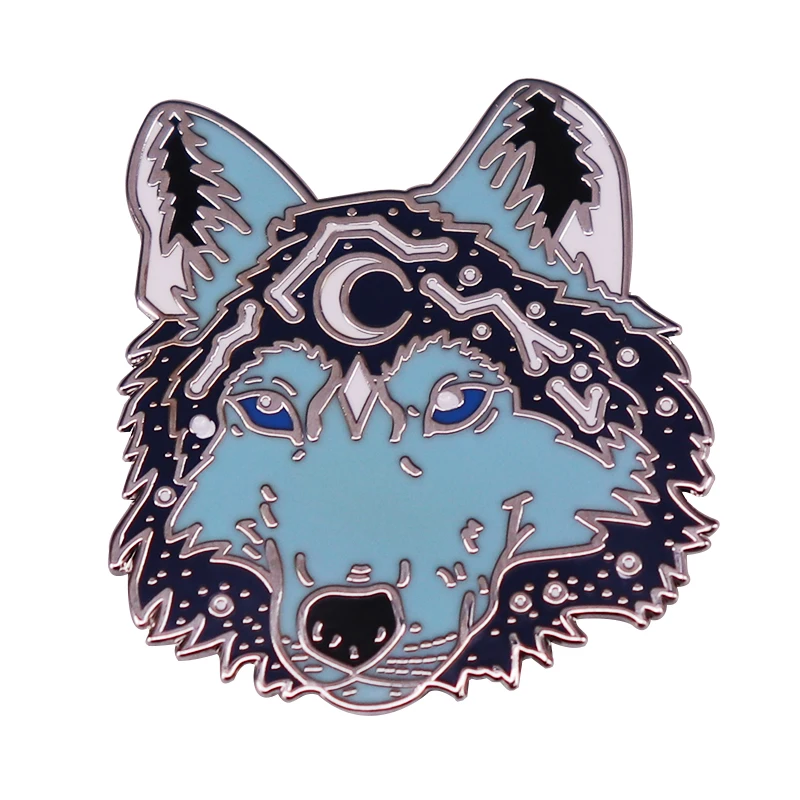 Эмалированная заколка в виде гор звезд Луны головы волка созвездия значок