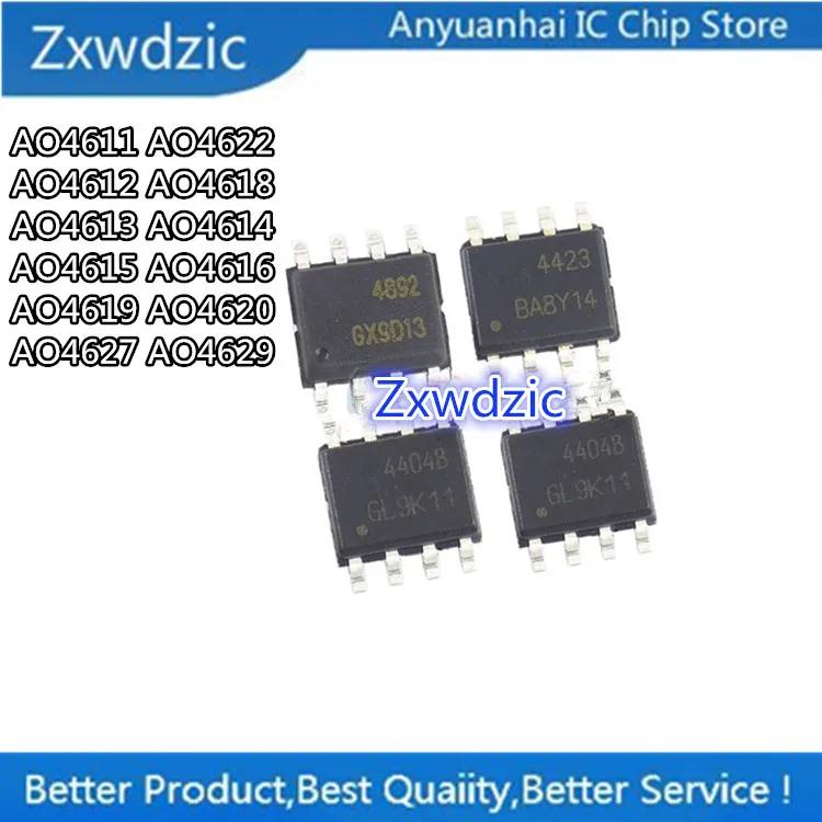 

10pcs 100% new original AO4611 AO4612 AO4613 AO4614 AO4615 AO4616 AO4618 AO4619 AO4620 AO4622 AO4627 AO4629 SOP-8 MOSFET