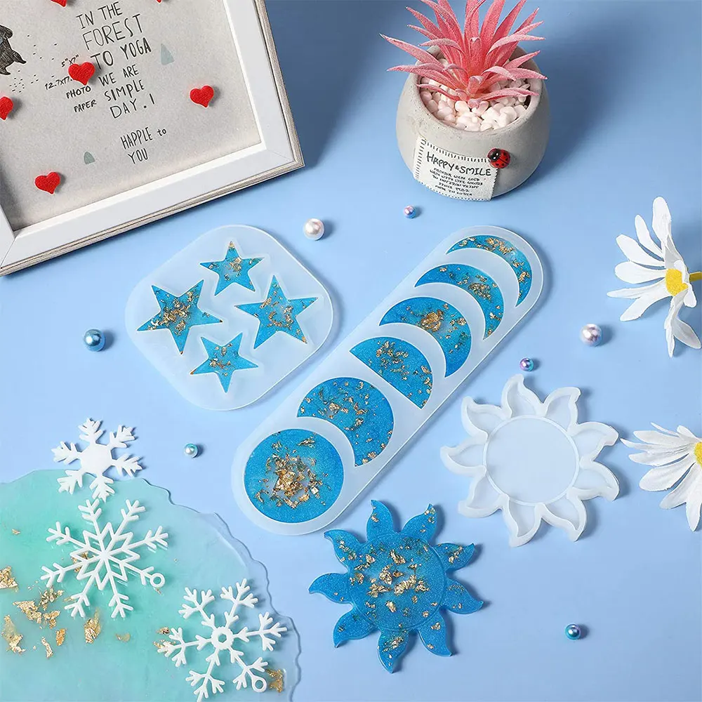 Epoxy Resin Craft Mould New Molds Casting Phase Mold Moon Sun Star Pendant Home Decor Crescent Moon Full Moon DIY Making Tools