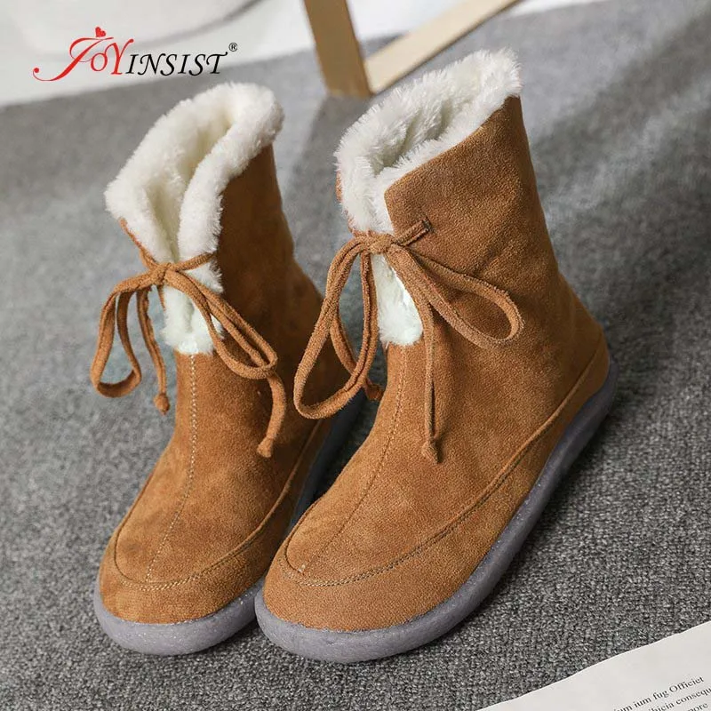 

2022 New Fashion Classic Women Winter Boots Suede Ankle Snow Boots Female Warm Fur Plush Insole High Quality Botas Lace-Up