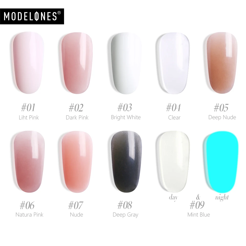 Modelones 30 г акриловый удлиняющий светодиодный лак для ногтей флуоресцентный