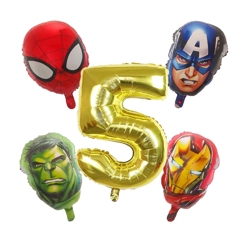

5pcs Super Hero Balloon Spiderman iron man Aluminum Foil Balloons Kids Birthday Party Decoration Baby Shower Iron Man Balloons