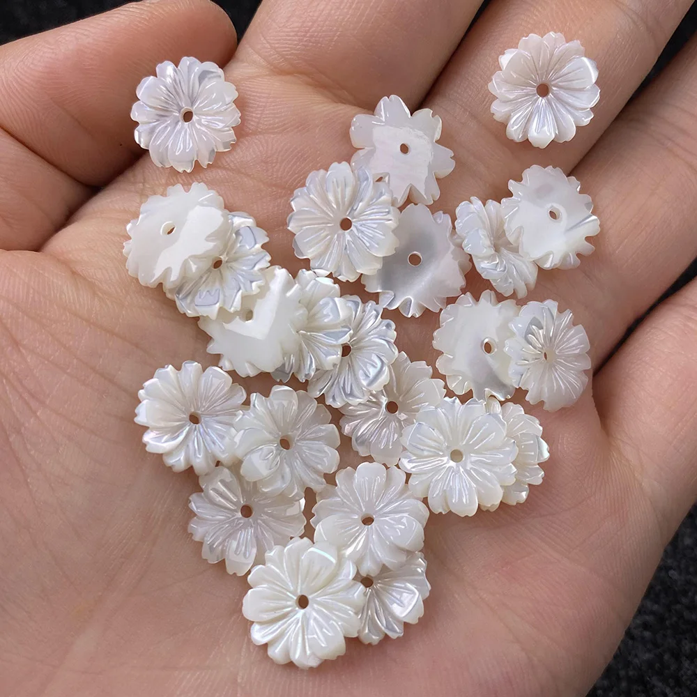 

5Pcs Natural Shell Beads Accessories Flower-shaped White Loose Shell For Jewelry Making DIY Necklace Bracelet Earrings Accessory