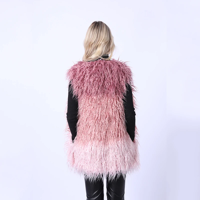 2019 пальто из искусственного меха женский жилет лисьего розового цвета меховой в