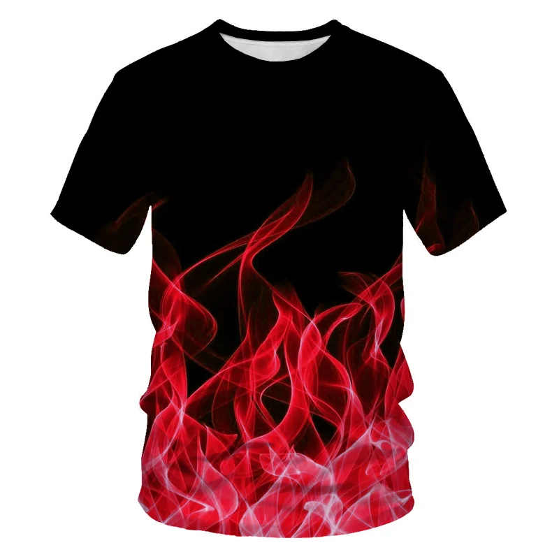 

Fire Flames 3D printing flame men's 3DT printing T-shirt cool graphics outdoor urban fashion O-neck oversized fashion 2021 new
