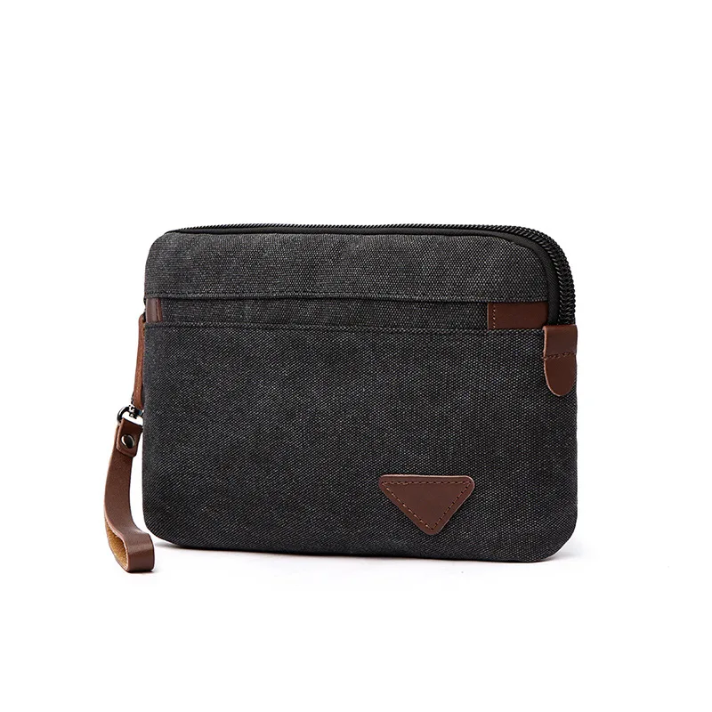 Canvas Classic Clutch Bags Men Boys Handbags Solid Colors Messenger Strong Fabric Bags Minimalism Style Multi-function Brief