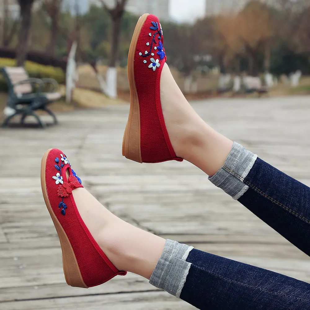 Veowalk/Брендовые женские льняные балетки на плоской подошве с объемными цветочными