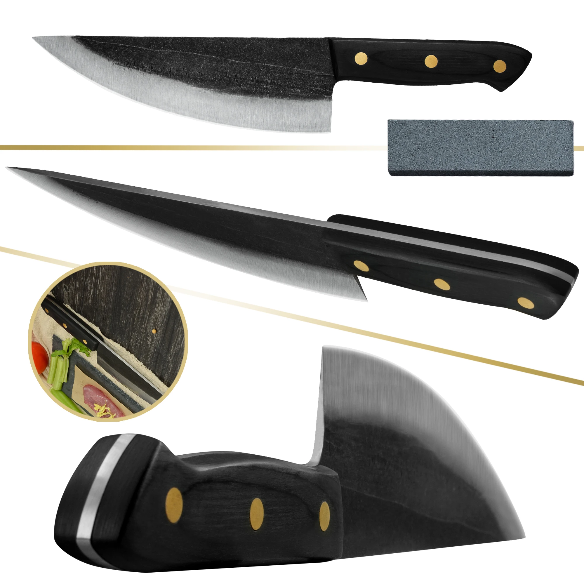 8-дюймовый кухонный нож шеф-повара сантоку из нержавеющей стали Ломтерезка для