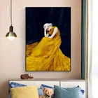 Современное искусство Элегантной Девушки, картины на холсте, красивая девушка в желтом платье, настенные картины, плакаты для декора гостиной