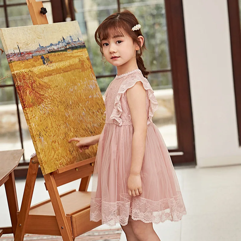 Летняя одежда для девочек 2020 модная детская белое кружевное платье принцессы