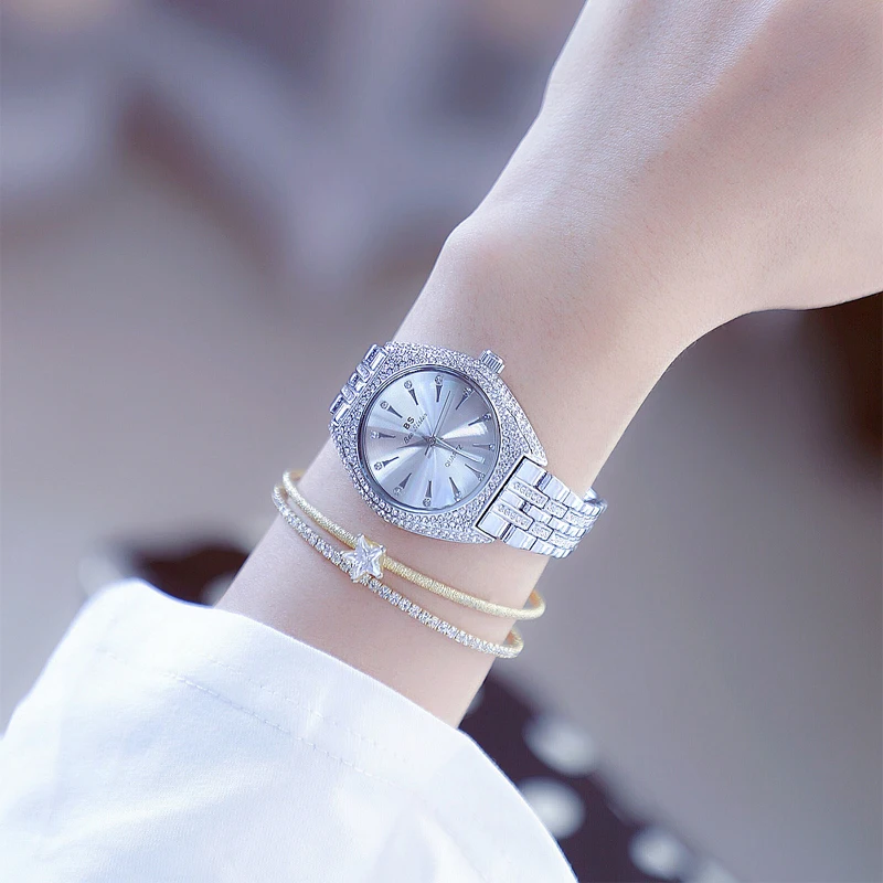 

BS New Top Brand Luxury Fashion Women's Watches Diamond Bracelet Wrist Watch Gold Rhinestone Ladies Quartz Set Gift Reloj Mujer