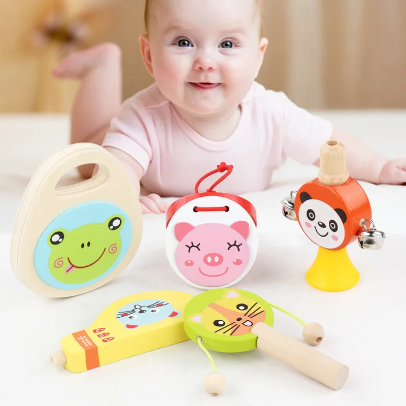 5 шт./компл. Детские Мультфильм деревянный музыкальный инструмент игрушки