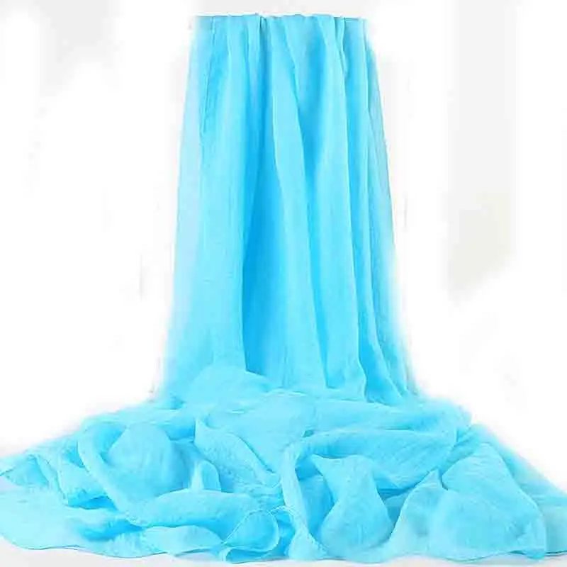 

Summer New Sunscreen Shawl Chiffon Simulation Silk Scarf Beach Neck Pure Color Woman Fruit Green Soft Breathable Warm F1