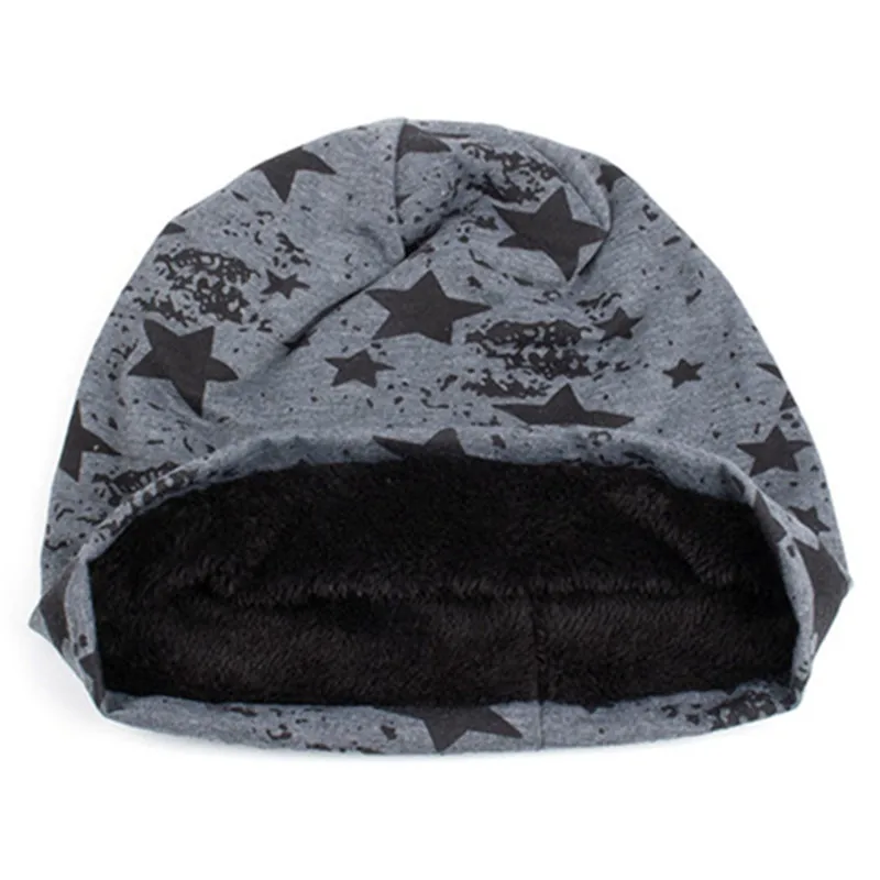 

XdanqinX Men's Winter New Beanies Hat Velvet Warm Fashion Personality Beanie Women's Hip Hop Hats Printing Pentagram Couple Cap