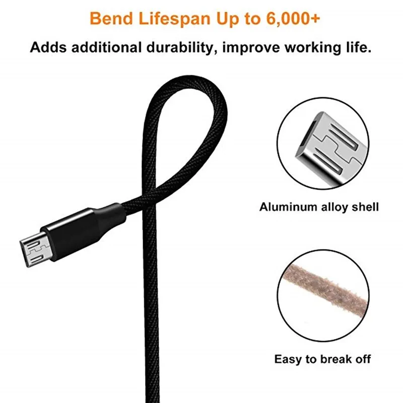 Micro USB Cable 1m Charging Nylon Mobile Phone Android Adapter Charger for Huawei Samsung S7 S6 Redmi Note 4X 5 plus | Мобильные