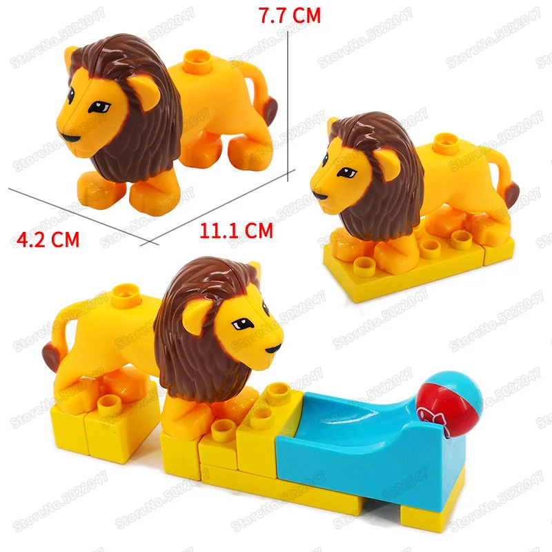 Детские строительные блоки игрушки животные Лев лес короли обучающая модель