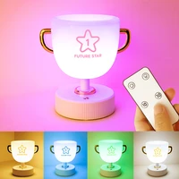 rgb pen holder trophy table lamp reading learning bedroom led night light multi stage dimming storage remote control desk lamp